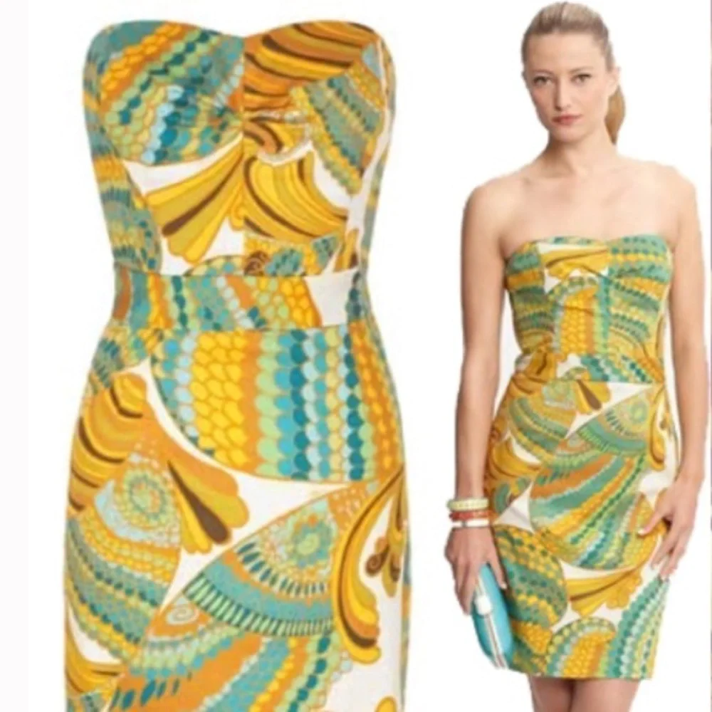 Banana Republic Trina Turk Strapless Mini Dress Paisley Pattern, size 12 - Picture 3 of 7
